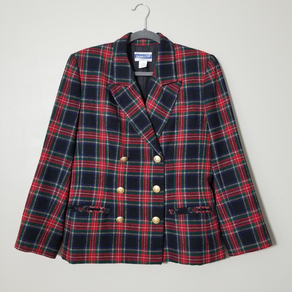 PENDLETON VTG Red Green Blue Tartan Wool Blazer